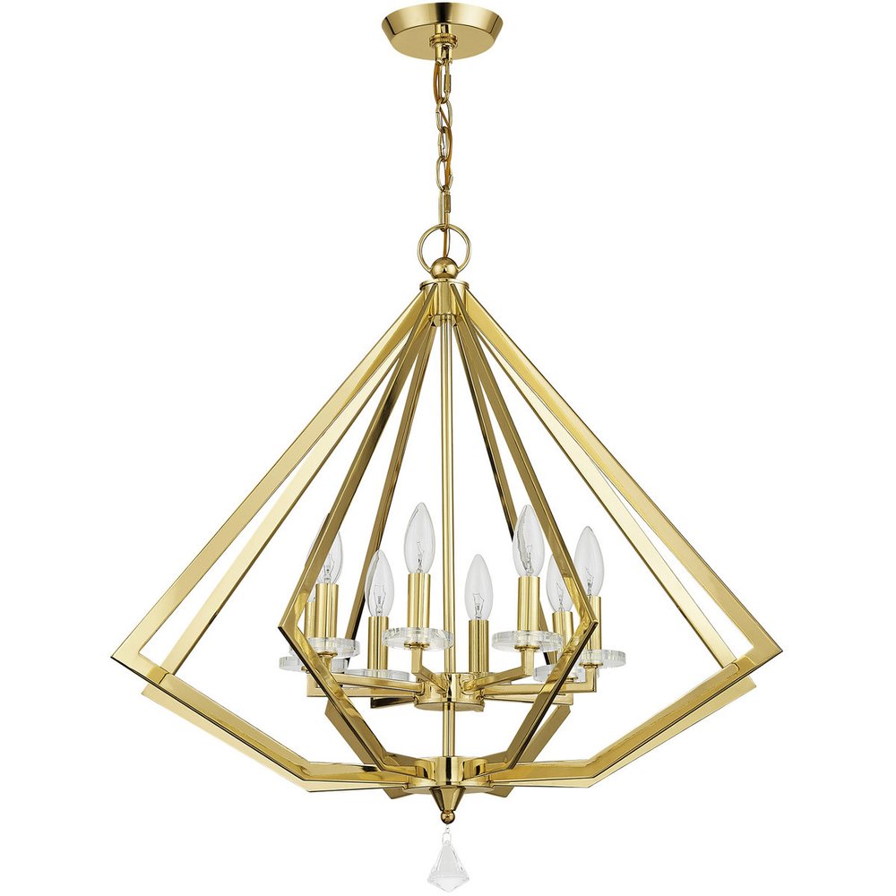 Brass Eight Light Metal Dimmable Chandelier With Shades HomeRoots