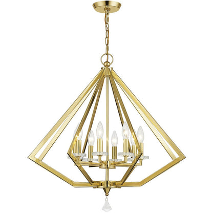 Brass Eight Light Metal Dimmable Chandelier With Shades HomeRoots