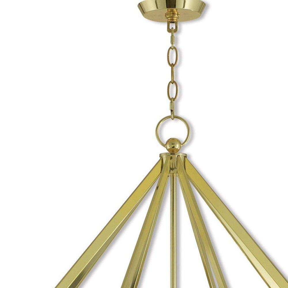 Brass Eight Light Metal Dimmable Chandelier With Shades HomeRoots