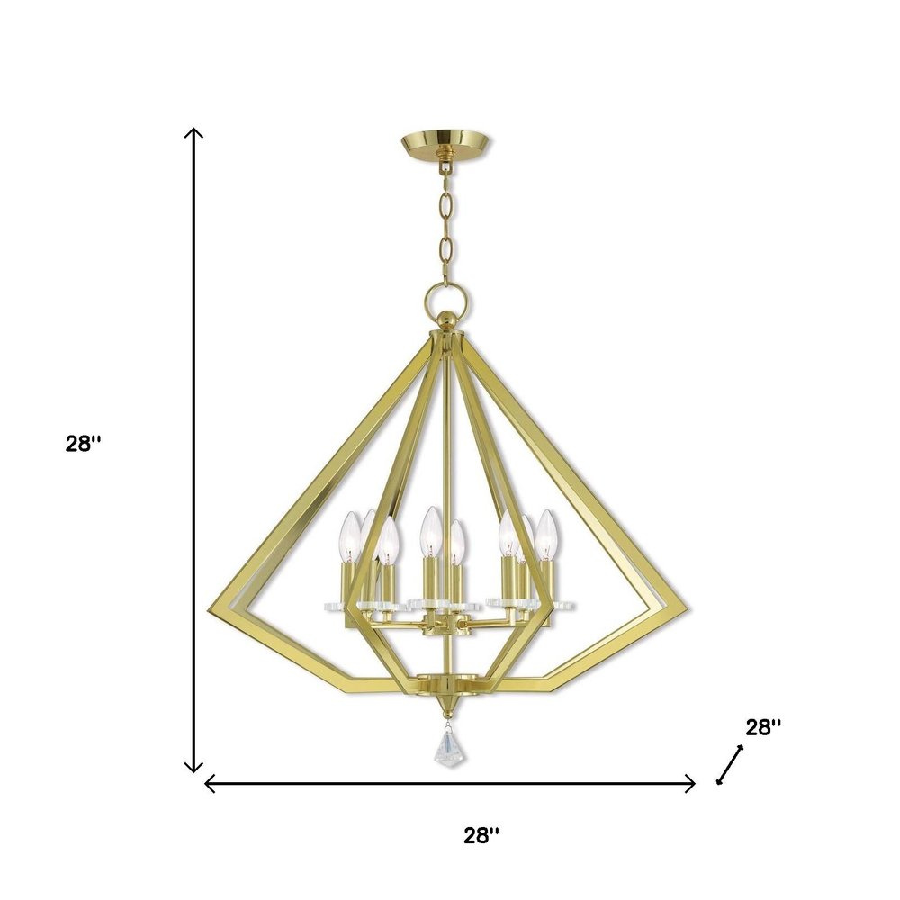 Brass Eight Light Metal Dimmable Chandelier With Shades HomeRoots