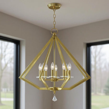 Brass Eight Light Metal Dimmable Chandelier With Shades HomeRoots