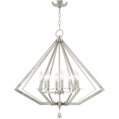 Nickel Eight Light Metal Dimmable Chandelier With Shades HomeRoots