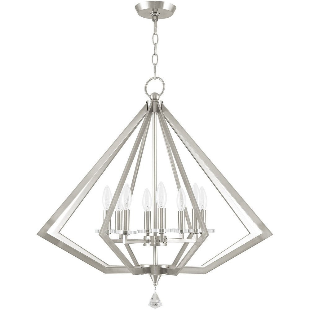 Nickel Eight Light Metal Dimmable Chandelier With Shades HomeRoots
