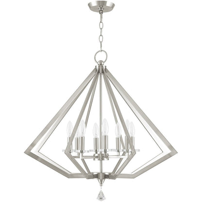 Nickel Eight Light Metal Dimmable Chandelier With Shades HomeRoots