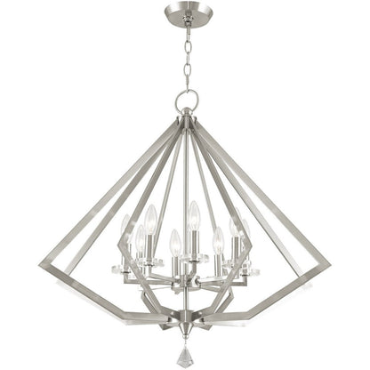 Nickel Eight Light Metal Dimmable Chandelier With Shades HomeRoots