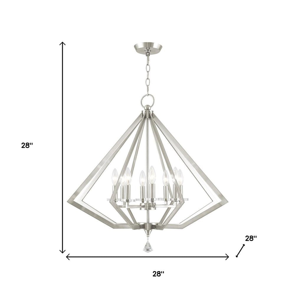 Nickel Eight Light Metal Dimmable Chandelier With Shades HomeRoots