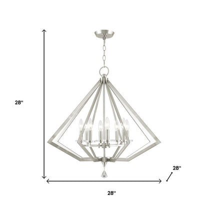 Nickel Eight Light Metal Dimmable Chandelier With Shades HomeRoots