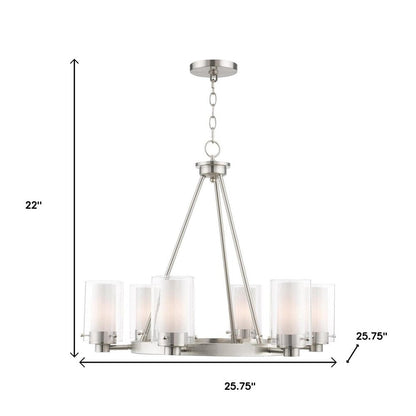 Nickel Six Light Metal Dimmable Chandelier With Shades HomeRoots