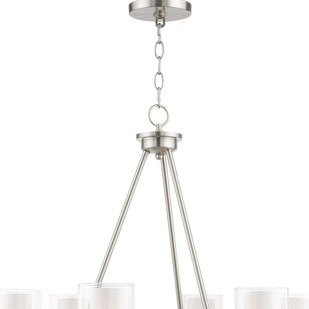 Nickel Six Light Metal Dimmable Chandelier With Shades HomeRoots
