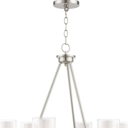 Nickel Six Light Metal Dimmable Chandelier With Shades HomeRoots