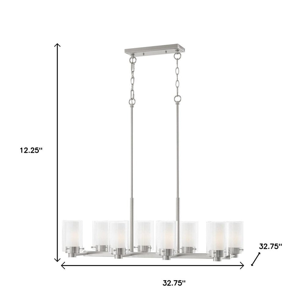 Nickel Eight Light Metal Dimmable Chandelier With Shades HomeRoots