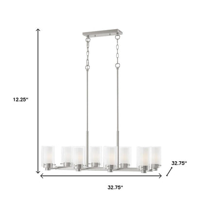 Nickel Eight Light Metal Dimmable Chandelier With Shades HomeRoots