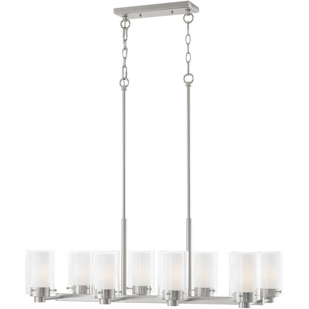 Nickel Eight Light Metal Dimmable Chandelier With Shades HomeRoots