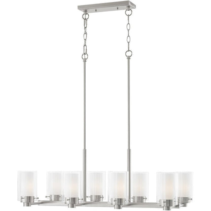 Nickel Eight Light Metal Dimmable Chandelier With Shades HomeRoots
