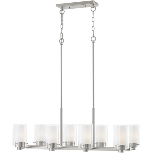 Nickel Eight Light Metal Dimmable Chandelier With Shades HomeRoots
