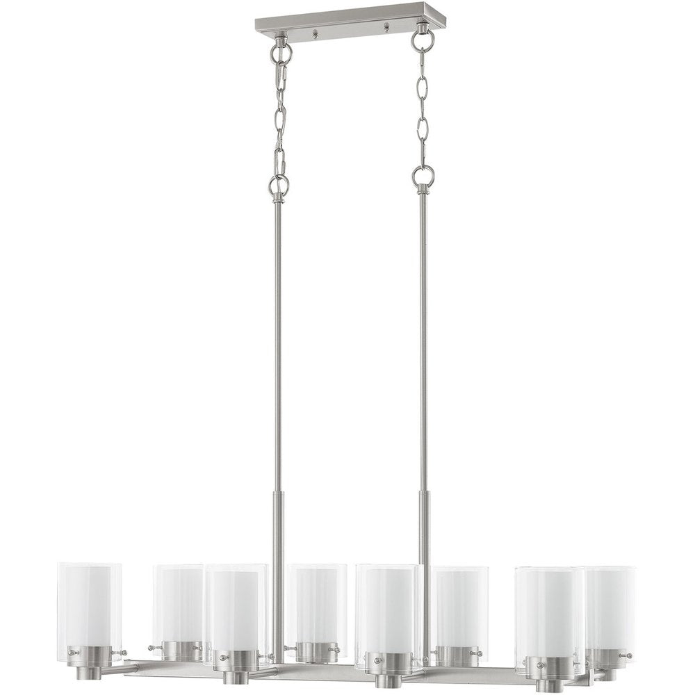 Nickel Eight Light Metal Dimmable Chandelier With Shades HomeRoots