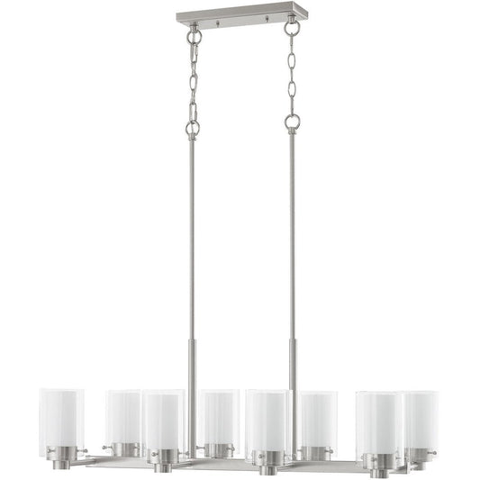 Nickel Eight Light Metal Dimmable Chandelier With Shades HomeRoots