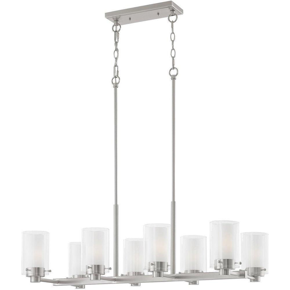 Nickel Eight Light Metal Dimmable Chandelier With Shades HomeRoots