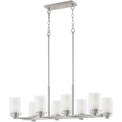 Nickel Eight Light Metal Dimmable Chandelier With Shades HomeRoots