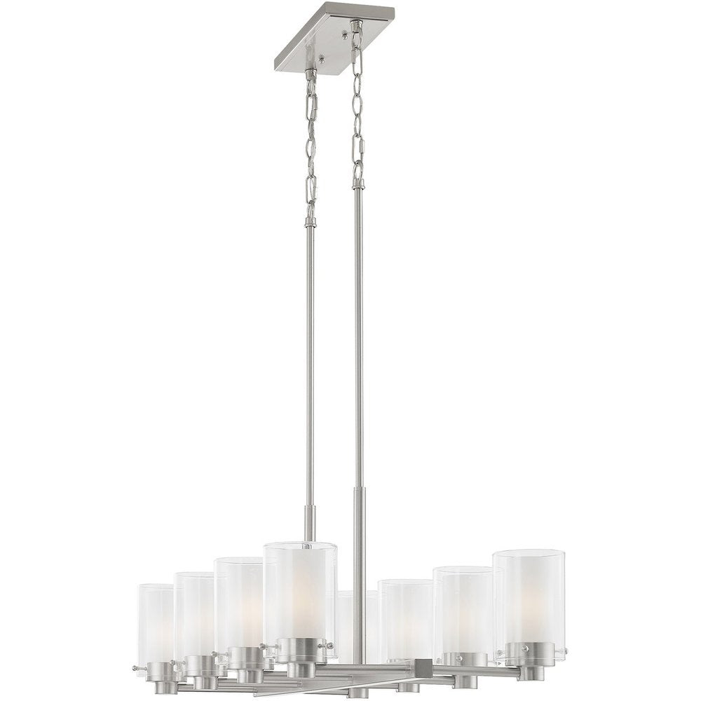 Nickel Eight Light Metal Dimmable Chandelier With Shades HomeRoots