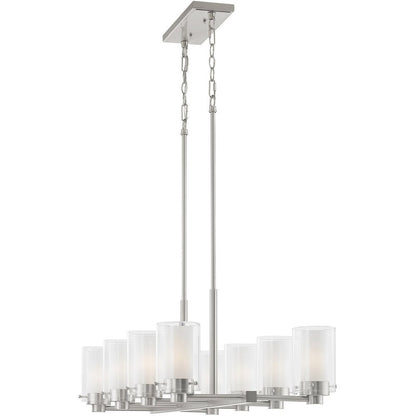 Nickel Eight Light Metal Dimmable Chandelier With Shades HomeRoots