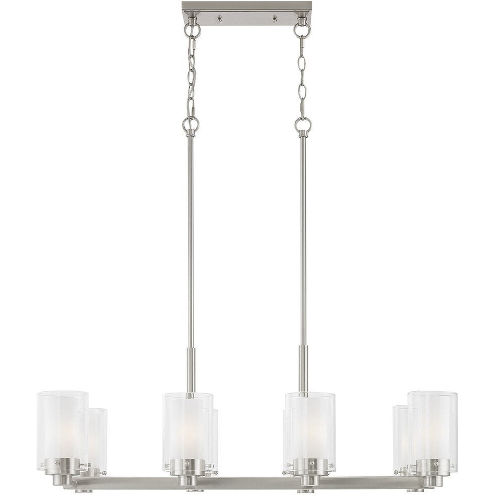 Nickel Eight Light Metal Dimmable Chandelier With Shades HomeRoots