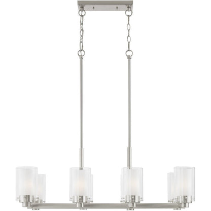 Nickel Eight Light Metal Dimmable Chandelier With Shades HomeRoots