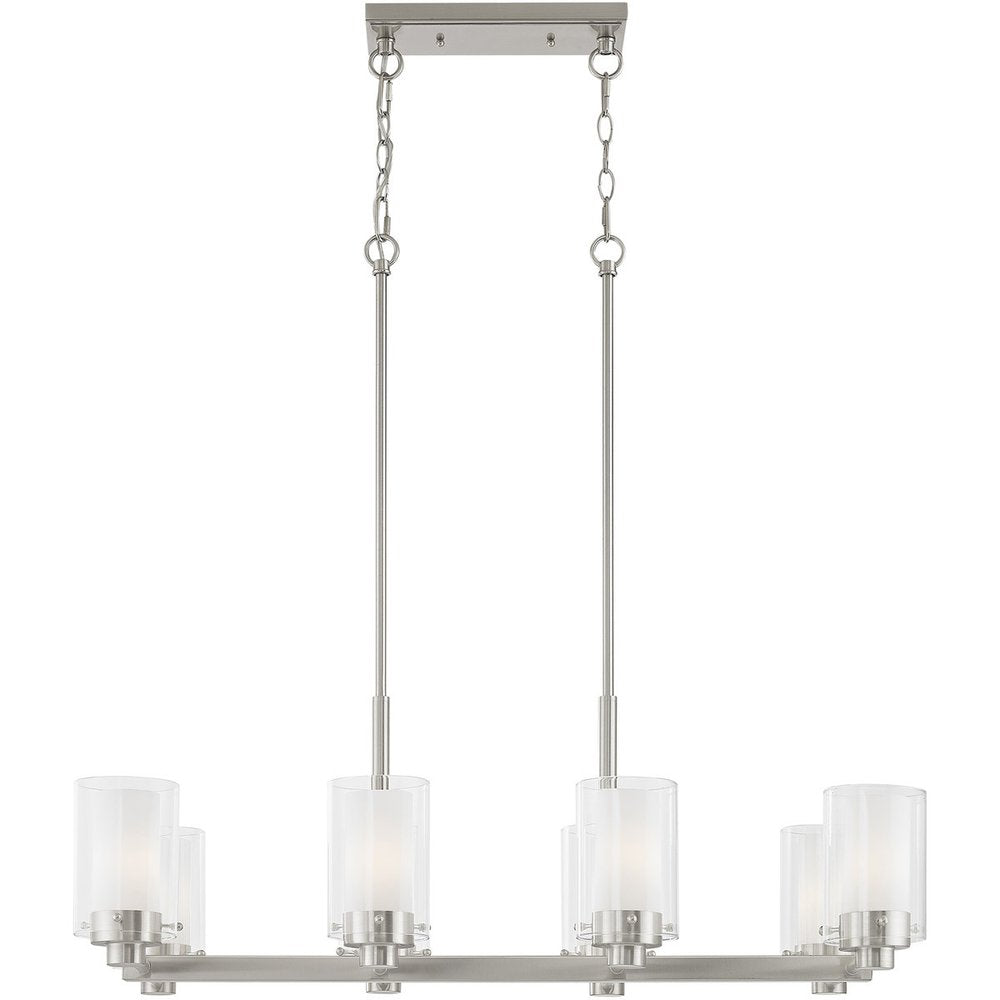Nickel Eight Light Metal Dimmable Chandelier With Shades HomeRoots