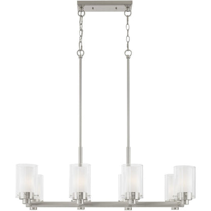 Nickel Eight Light Metal Dimmable Chandelier With Shades HomeRoots