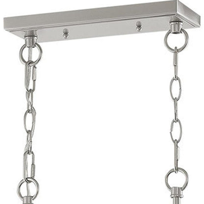 Nickel Eight Light Metal Dimmable Chandelier With Shades HomeRoots