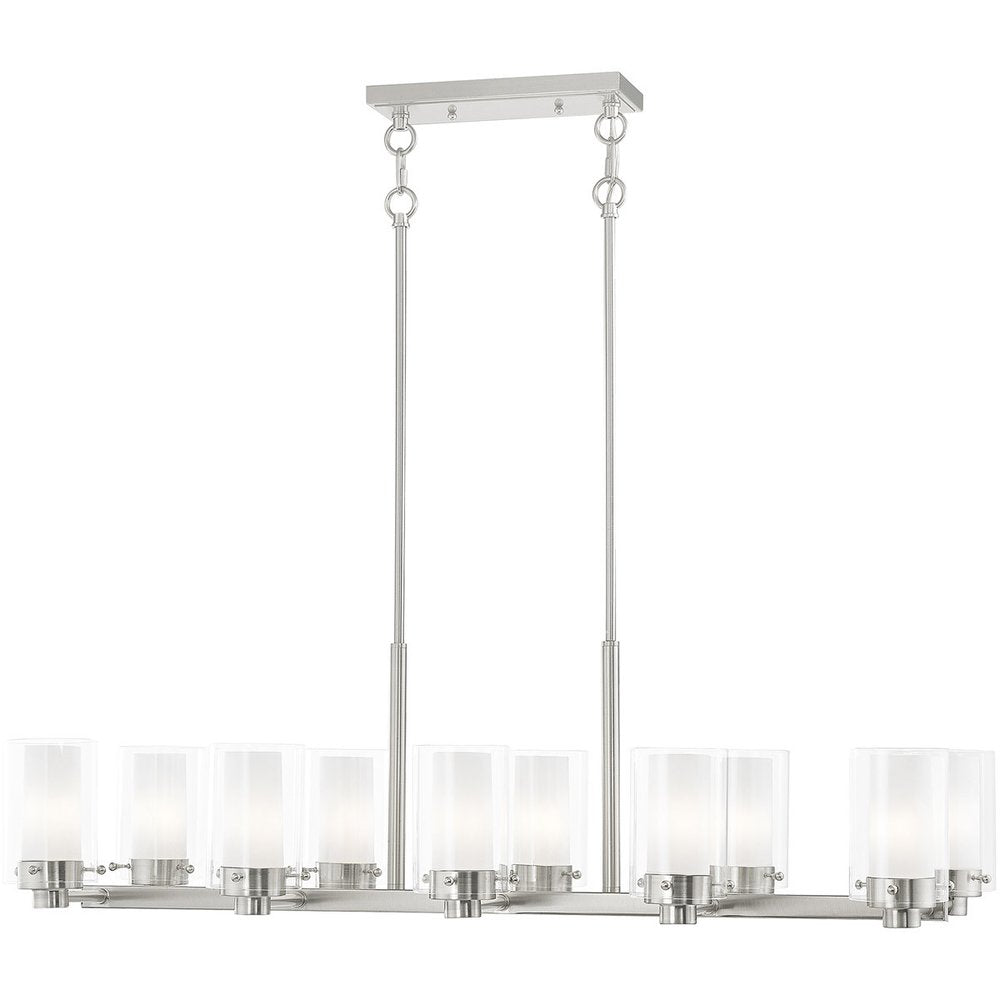 Nickel Ten Light Metal Dimmable Chandelier With Shades HomeRoots