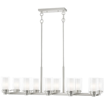 Nickel Ten Light Metal Dimmable Chandelier With Shades HomeRoots