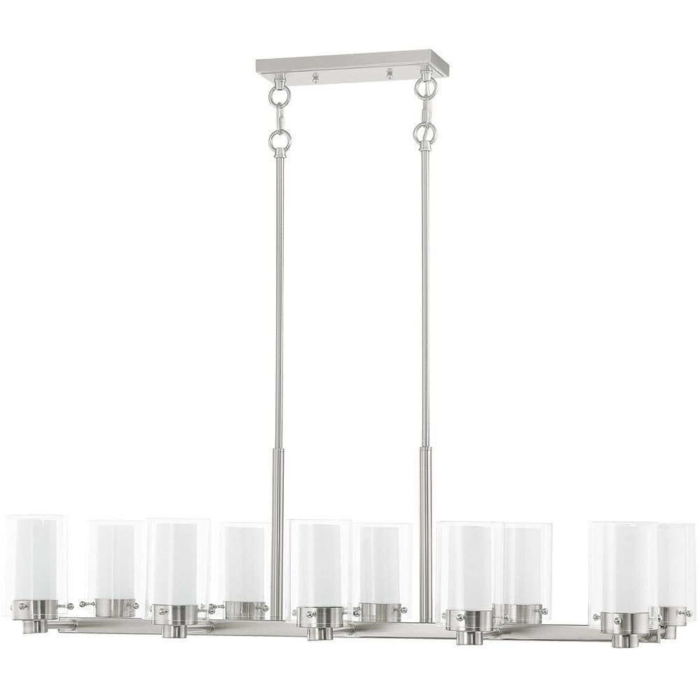 Nickel Ten Light Metal Dimmable Chandelier With Shades HomeRoots
