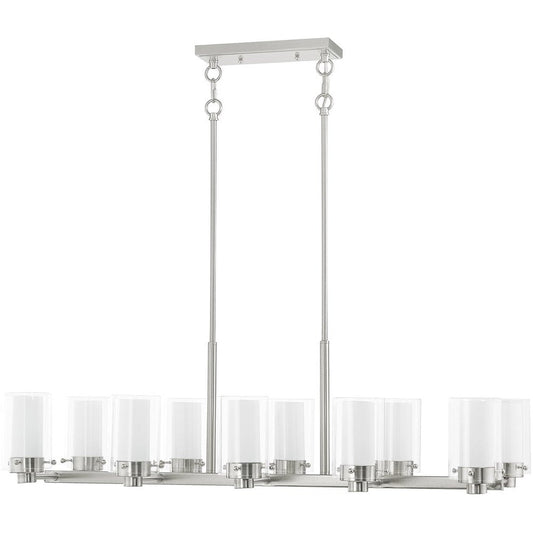 Nickel Ten Light Metal Dimmable Chandelier With Shades HomeRoots