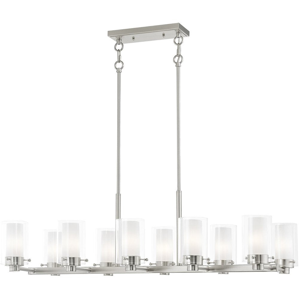 Nickel Ten Light Metal Dimmable Chandelier With Shades HomeRoots
