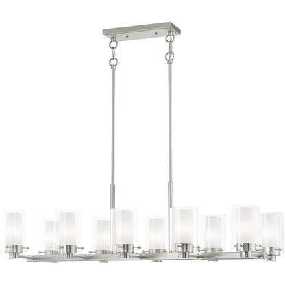Nickel Ten Light Metal Dimmable Chandelier With Shades HomeRoots