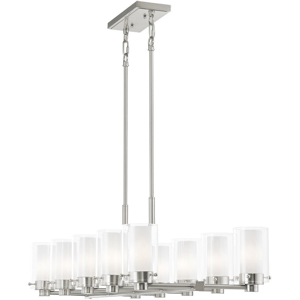 Nickel Ten Light Metal Dimmable Chandelier With Shades HomeRoots