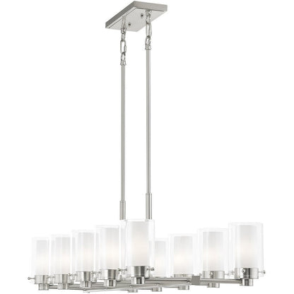 Nickel Ten Light Metal Dimmable Chandelier With Shades HomeRoots