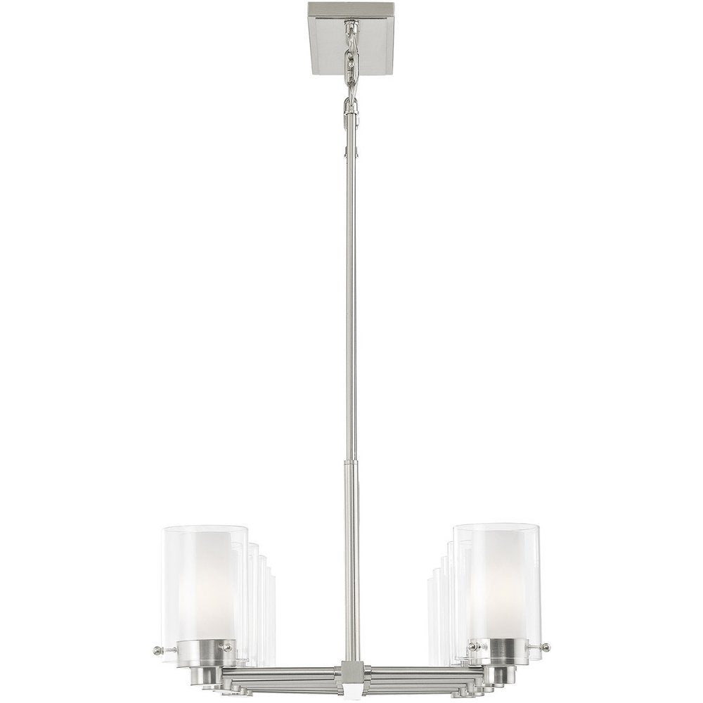 Nickel Ten Light Metal Dimmable Chandelier With Shades HomeRoots