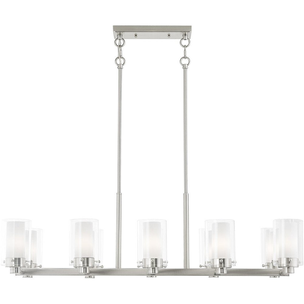 Nickel Ten Light Metal Dimmable Chandelier With Shades HomeRoots