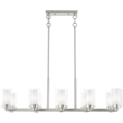 Nickel Ten Light Metal Dimmable Chandelier With Shades HomeRoots