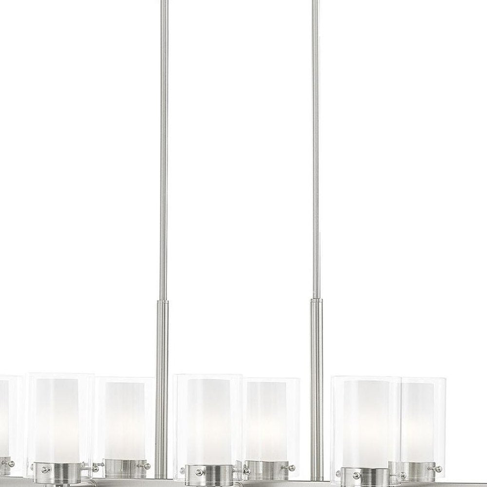 Nickel Ten Light Metal Dimmable Chandelier With Shades HomeRoots