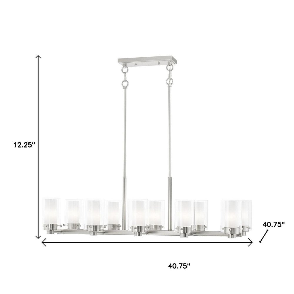 Nickel Ten Light Metal Dimmable Chandelier With Shades HomeRoots