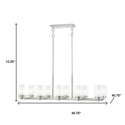 Nickel Ten Light Metal Dimmable Chandelier With Shades HomeRoots