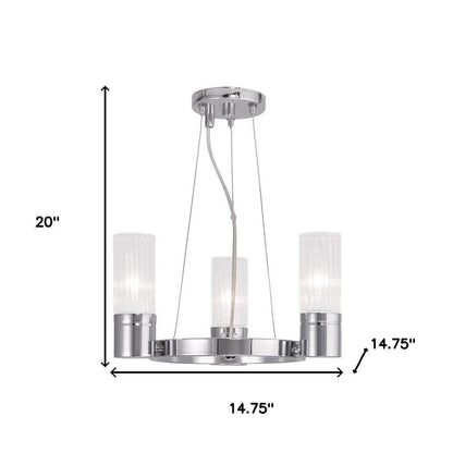 Silver Three Light Metal Dimmable Chandelier With Shades HomeRoots