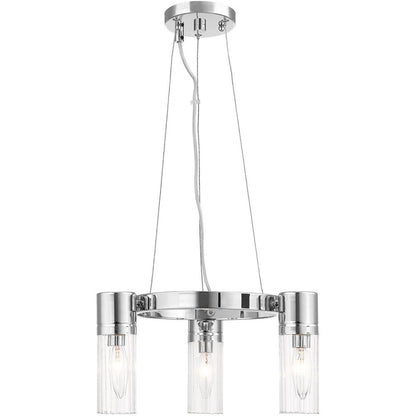 Silver Three Light Metal Dimmable Chandelier With Shades HomeRoots