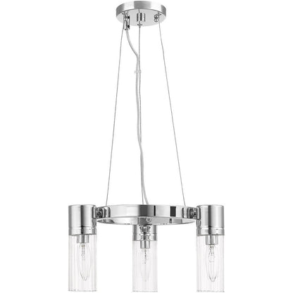 Silver Three Light Metal Dimmable Chandelier With Shades HomeRoots