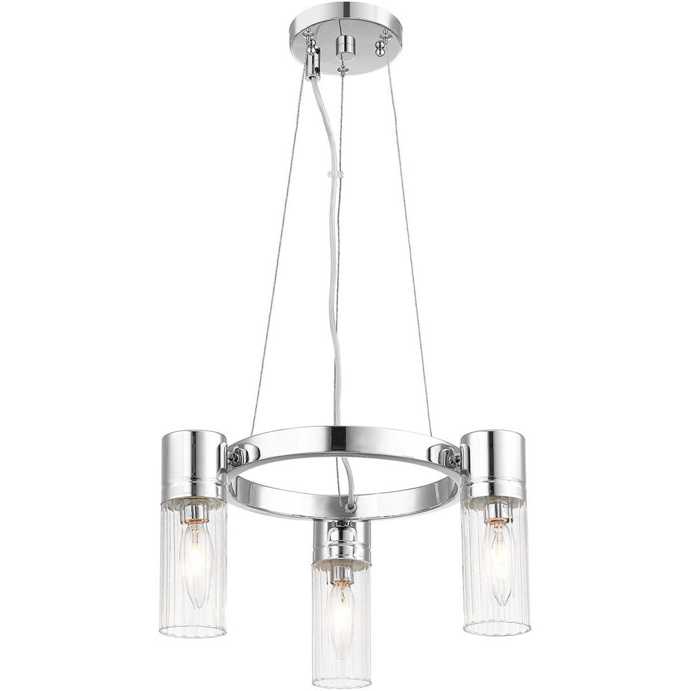 Silver Three Light Metal Dimmable Chandelier With Shades HomeRoots