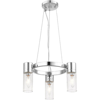 Silver Three Light Metal Dimmable Chandelier With Shades HomeRoots