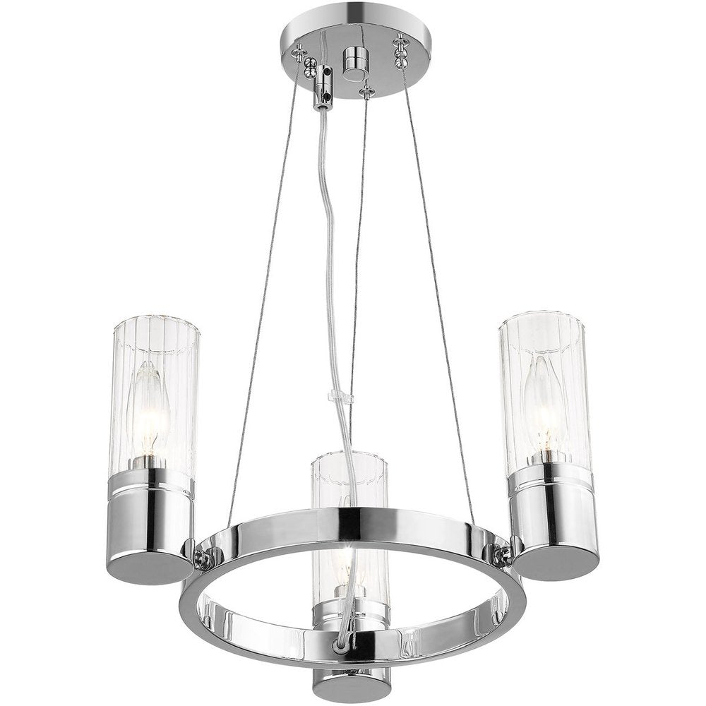 Silver Three Light Metal Dimmable Chandelier With Shades HomeRoots